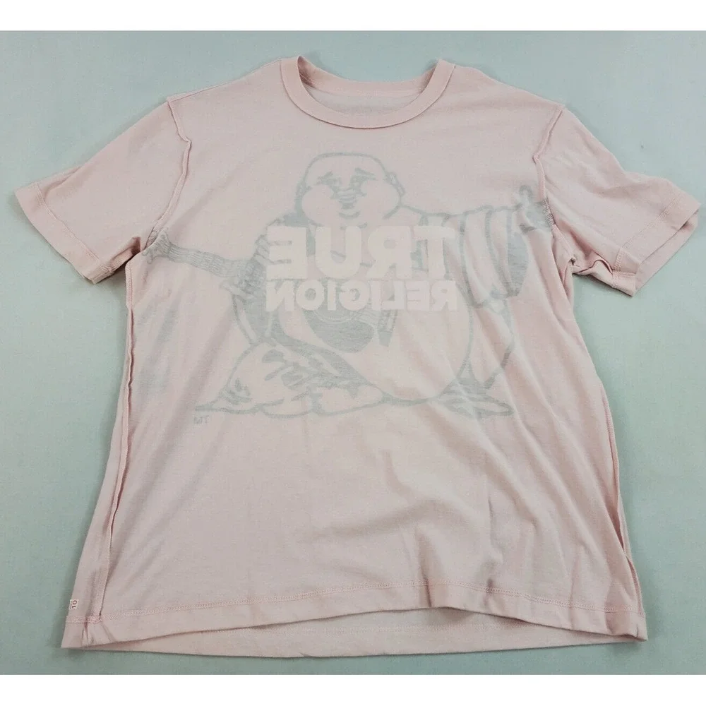 True Religion men t-shirt tee 107191 pale lilac big buddha cotton sz XL $59